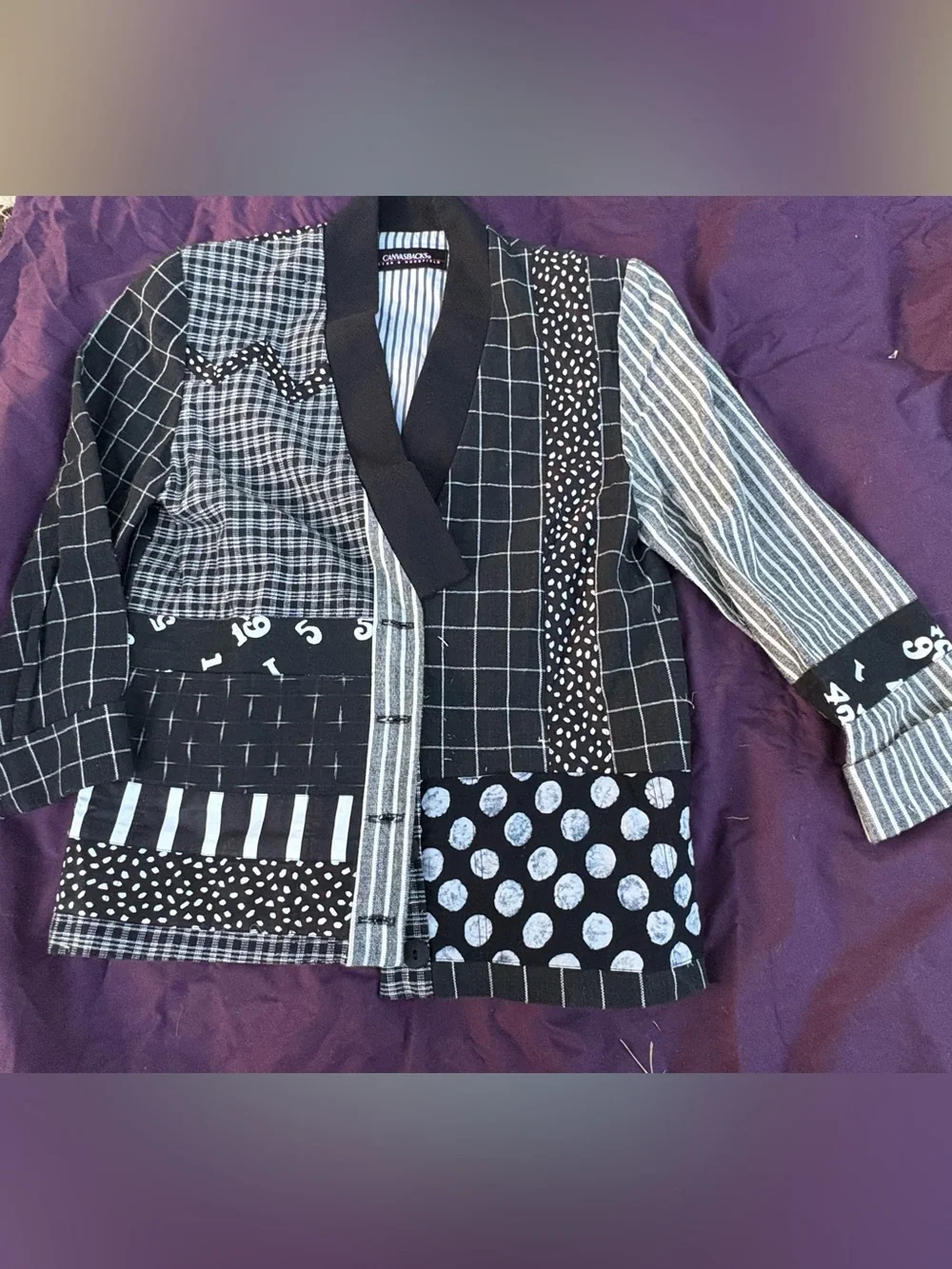 Canvasback black & White Patchwork Sport Coat